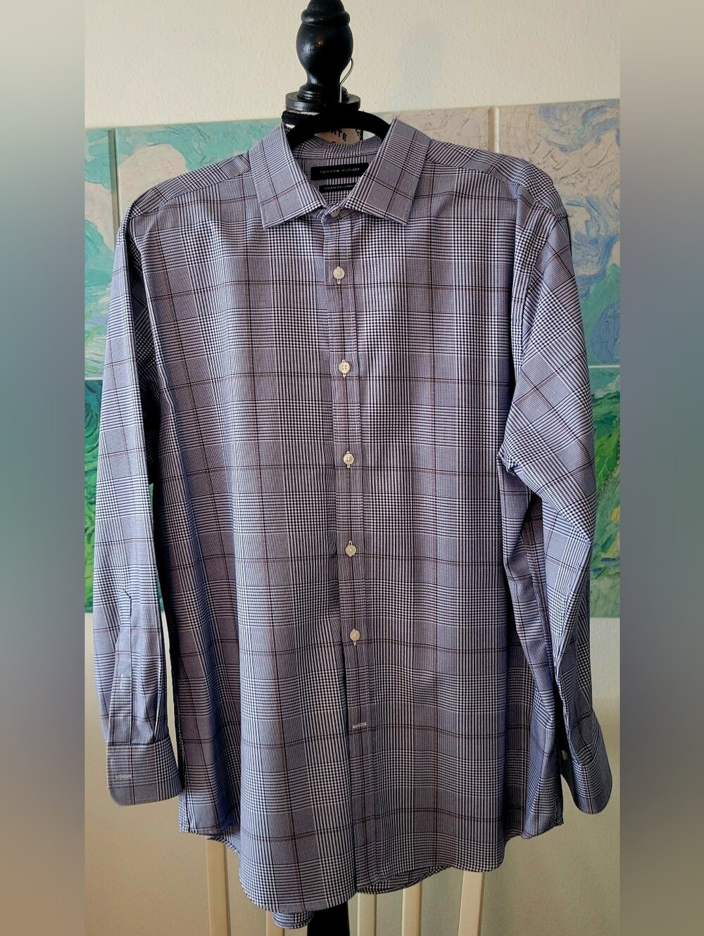 Tommy Hilfiger Light Blue Plaid Dress Shirt